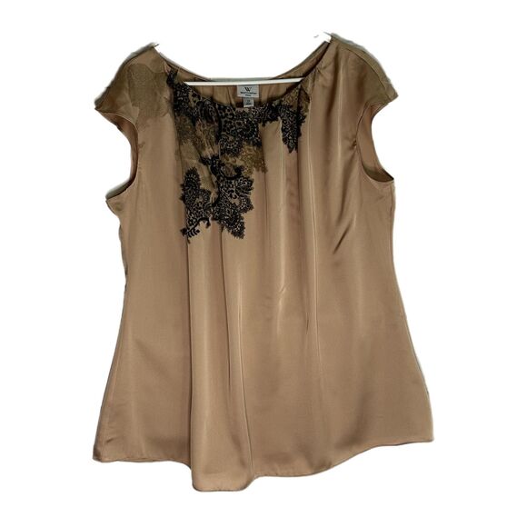 Worthington Tan Satin Sleeveless Blouse, Size 2X - Picture 2 of 6
